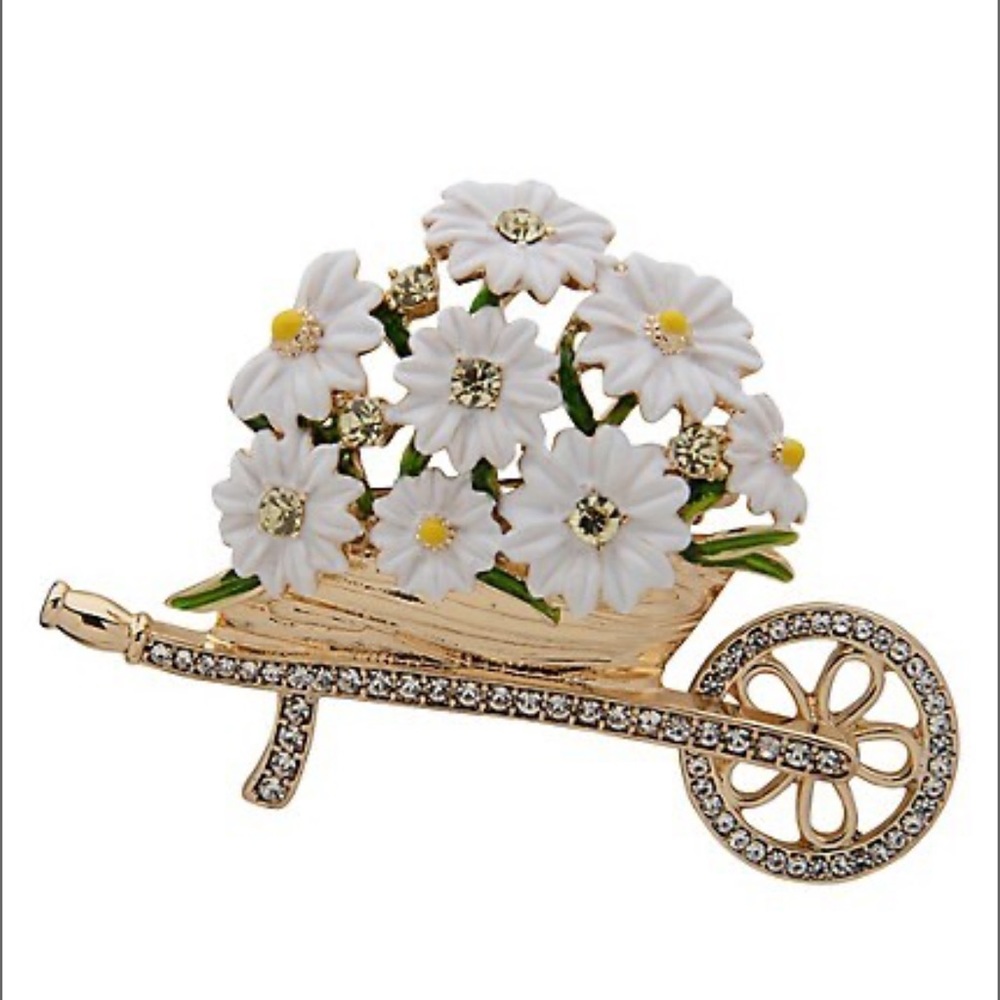 NWOT Anne Klein Crystal Daisy Flower Box Pin